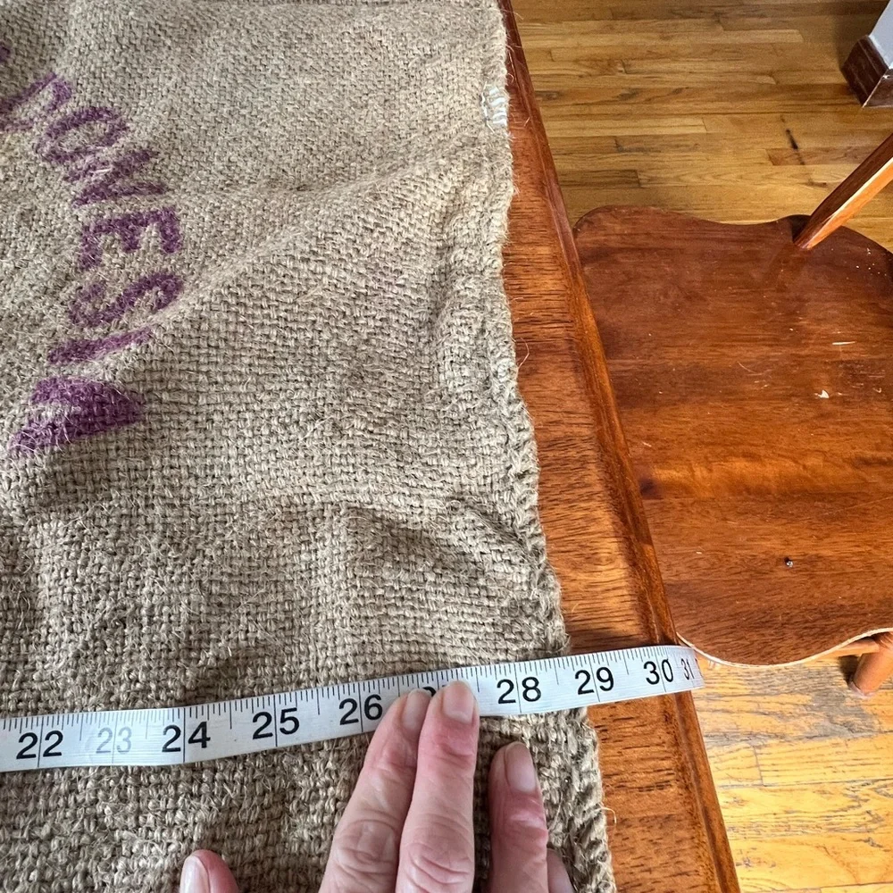 Burlap Coffee Sack with Purple Print​